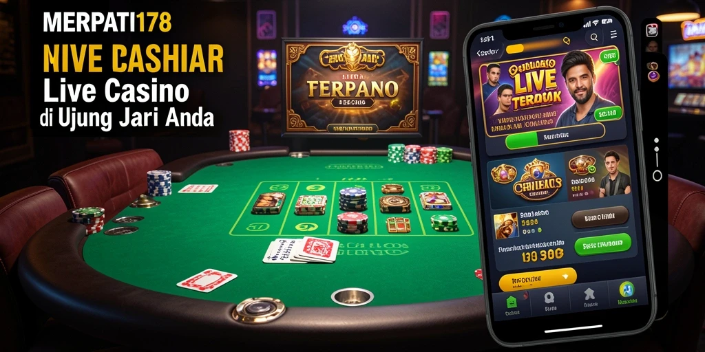 Screenshot permainan Live Casino dengan dealer dan pemain aktif.