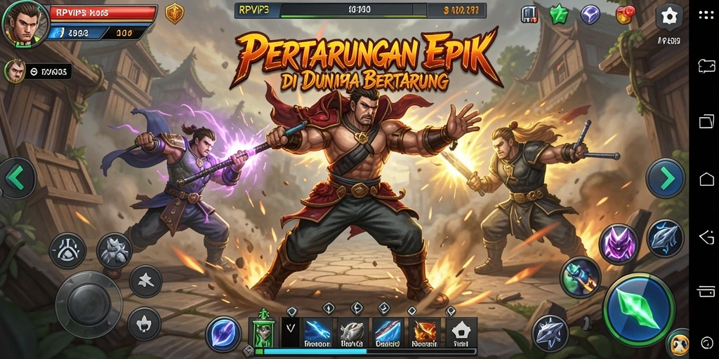 Screenshot gameplay RPVIP3 menampilkan pertarungan seru dan dinamis.