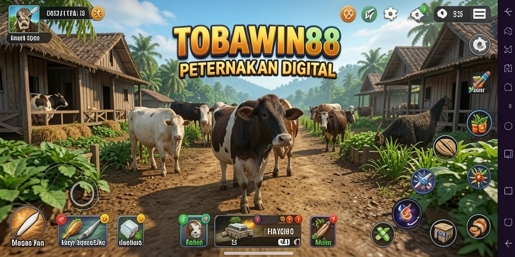 Gameplay menarik dari TOBAWIN88 saat memanen hasil pertanian.