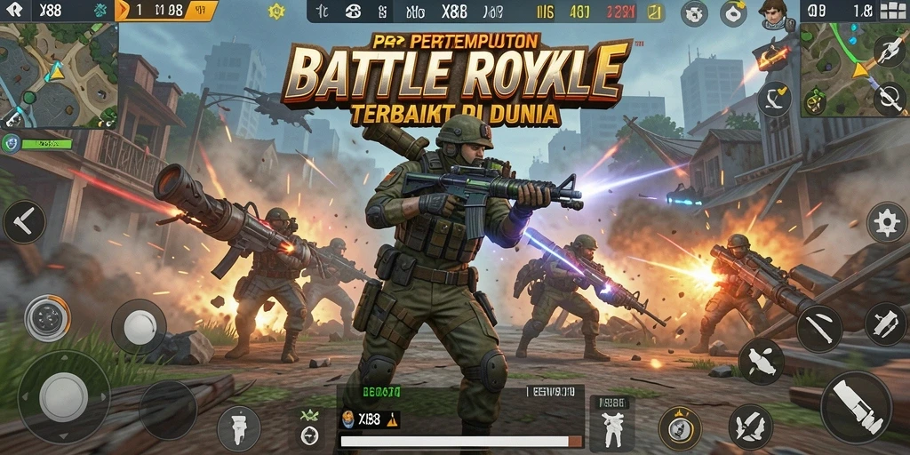 Screenshot X88 menampilkan intensitas pertempuran Battle Royale yang mendebarkan.